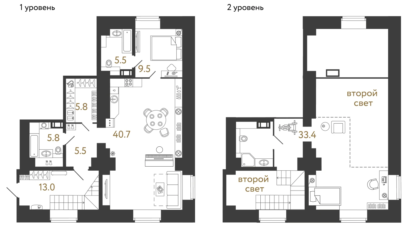 Планировка 2-комнатная 119,2 м² в арт-кластере «Типография» — Типография