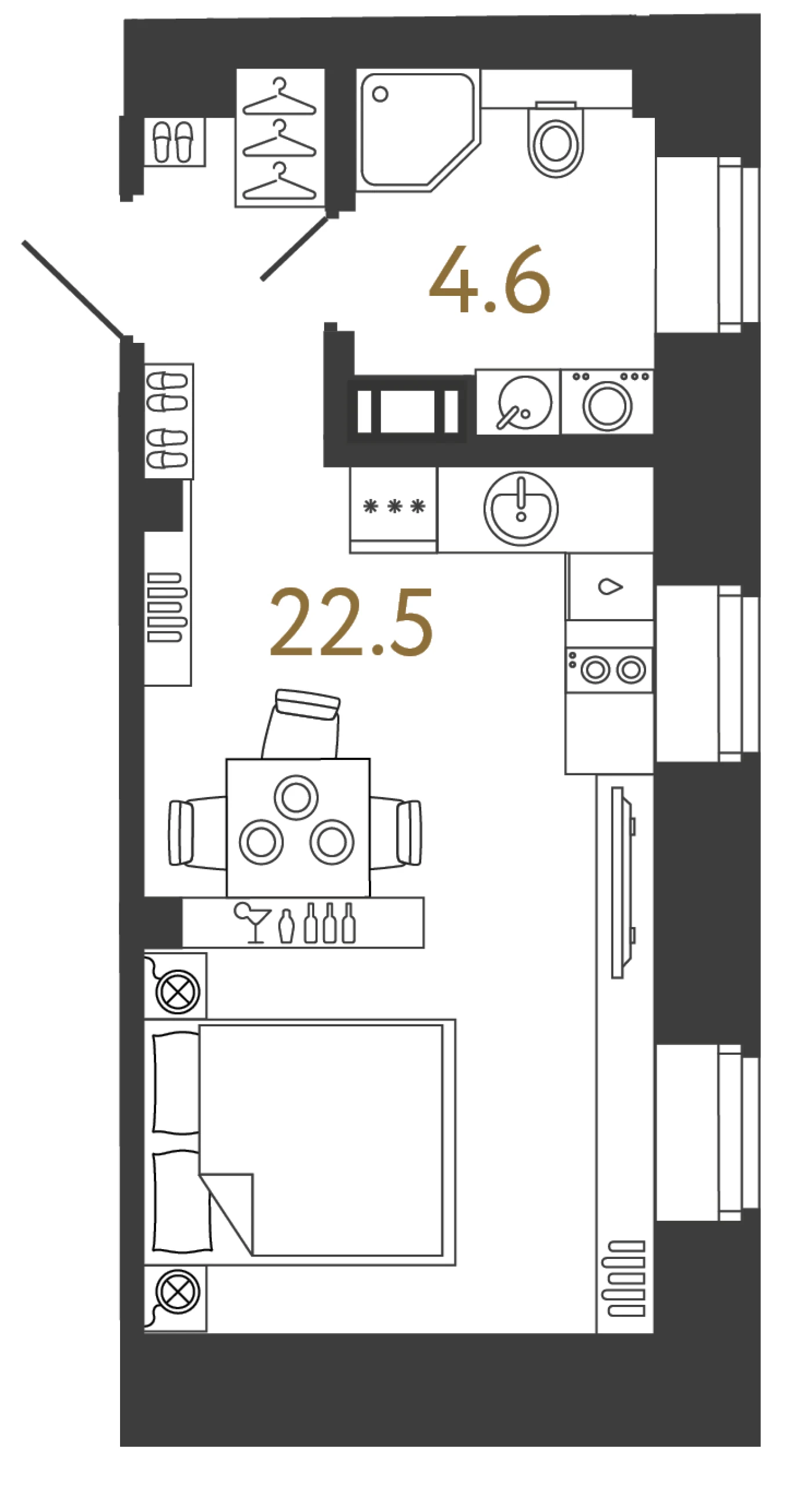 Планировка студия 27,1 м² в арт-кластере «Типография» — Типография