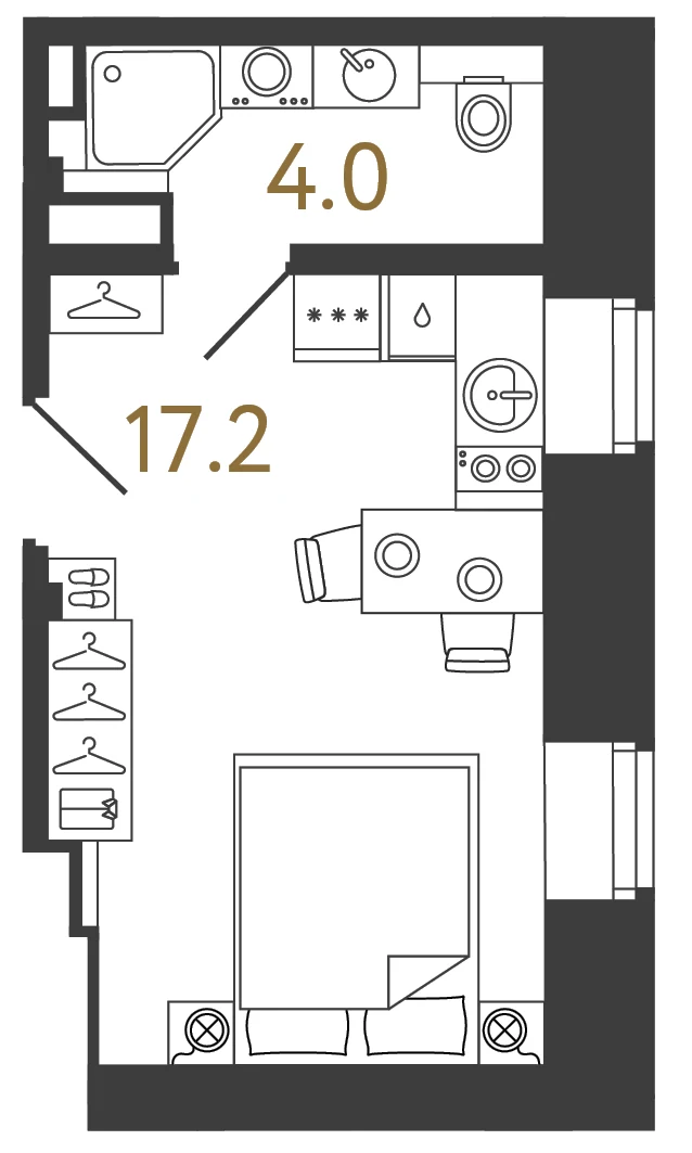 Планировка студия 21,2 м² в арт-кластере «Типография» — Типография